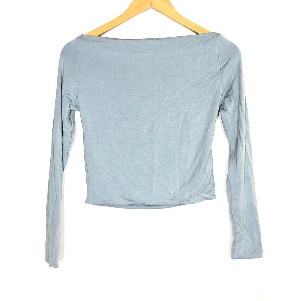 Ser.O.Ya Artemis Top Long Sleeve Cut-Out Twist Front Jersey  Blue NWT Large - Picture 4 of 8